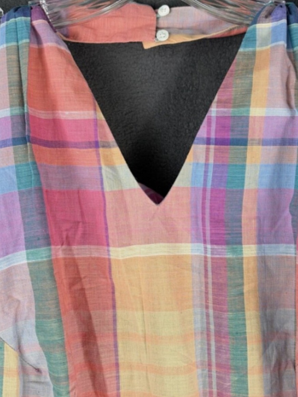 Ralph Lauren 1980s vintage plaid madras cotton multi halter dress 12 - Picture 10 of 14